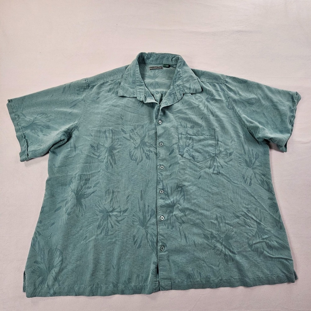 Cubavera Green Short Sleeve Rayon PolyesterButton-Up Shirt Men's 3XLT